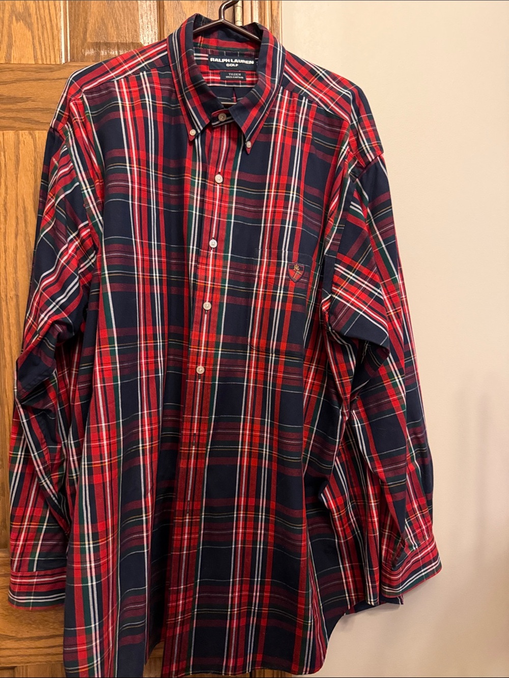 Ralph Lauren Golf Red and Navy Plaid Button-Down Shirt XXL